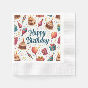 Serviette En Papier Joyeuse serviette papier d'anniversaire avec ballo