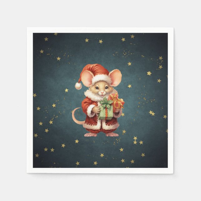 Serviette En Papier Joyeuse souris Noël (Devant)