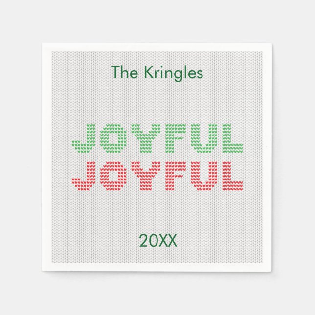Serviette En Papier Joyeuse typographie Sweat de Noël (Devant)
