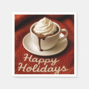 Serviette En Papier Joyeuses Fêtes Chocolat Chaud