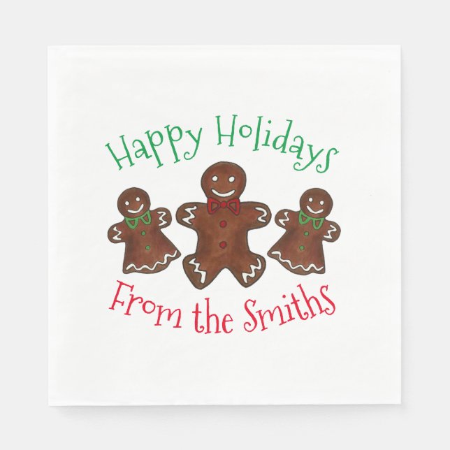 Serviette En Papier Joyeuses fêtes Gingerbread Homme Noël Cookies (Devant)