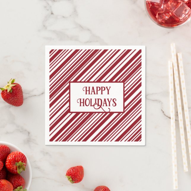 Serviette En Papier Joyeuses fêtes Sucre de canne Stripe (En situation)