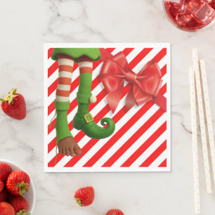 Serviette En Papier Joyeuses jambes de lutin de Noël Méfaits du Pôle