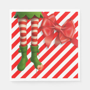 Serviette En Papier Joyeuses jambes de lutin de Noël Pôle Nord de la