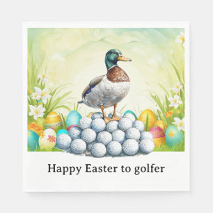 Serviette En Papier Joyeuses Pâques de golf au golfeur avec balle de g