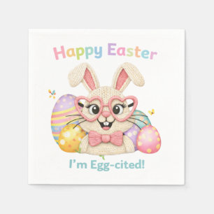 Serviette En Papier Joyeuses Pâques, je suis excité comme un œuf Lapin