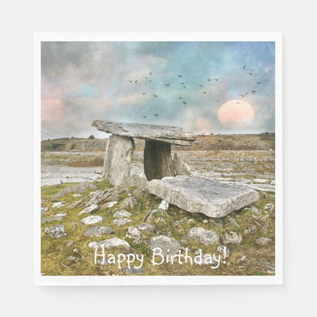 Serviette En Papier Joyeuses ruines celtiques d'anniversaire (Devant)