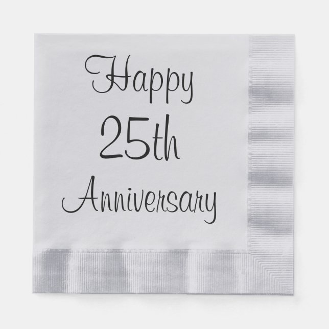 Serviette En Papier Joyeuses serviettes du 25e anniversaire (Devant)