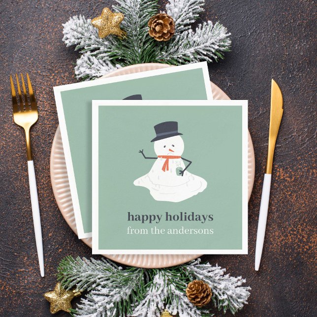 Serviette En Papier Joyeuses vacances Noël Melting Snowman mignonne (Créateur téléchargé)