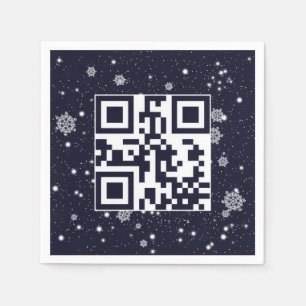 Serviette En Papier Joyeuses Vacances QR Code sur les flocons de neige