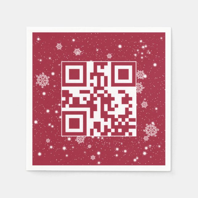 Serviette En Papier Joyeuses Vacances QR Code sur les flocons de neige (Devant)