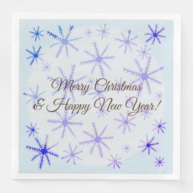 Serviette En Papier Joyeuses vacances, Snowflakes Papier Napkin (Devant)