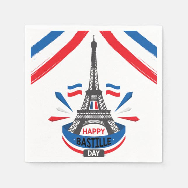 Serviette En Papier Joyeux 14 juillet Tour Eiffel (Devant)