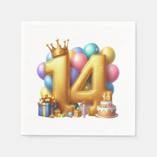 Serviette En Papier Joyeux 14e anniversaire