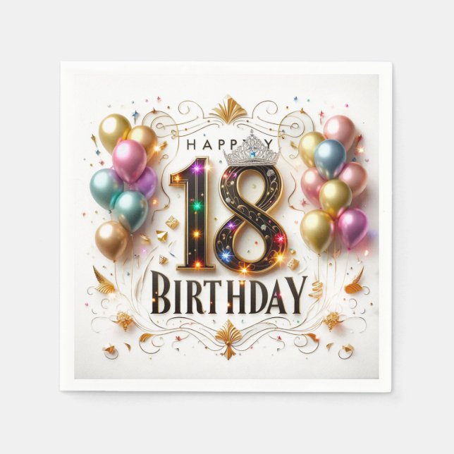Serviette En Papier Joyeux 18ème anniversaire (Devant)