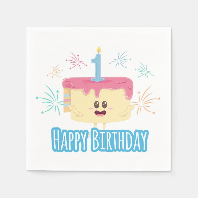 Serviette En Papier Joyeux 1er anniversaire (Devant)