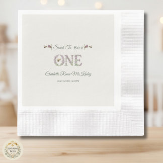 Serviette En Papier Joyeux 1er Anniversaire Sweet To Bee One Lavande A