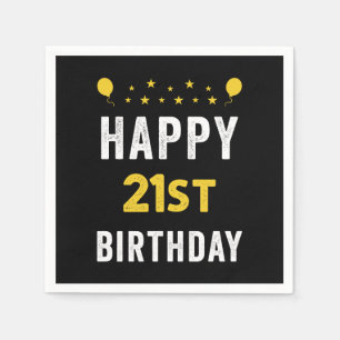 Serviette En Papier Joyeux 21e anniversaire de la fête de la Vicénarie