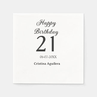 Serviette En Papier Joyeux 21e anniversaire lettre gras nom simple min