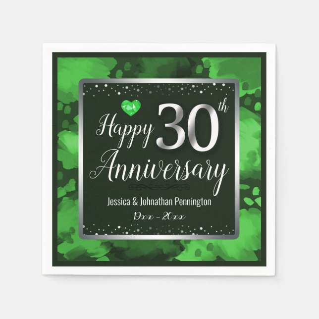 Serviette En Papier Joyeux 30e anniversaire de Mariage (Devant)
