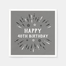 Joyeux 40e anniversaire Feu d'artifice gris noir b