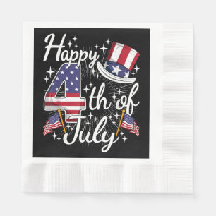 Serviette En Papier Joyeux 4 juillet Drapeau américain patriotique USA