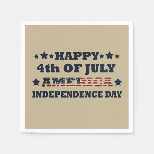 Serviette En Papier Joyeux 4 juillet fête de l'indépendance Amérique (Devant)