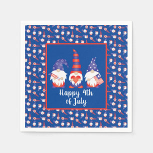 Serviette En Papier Joyeux 4 juillet Gnomes Rouge Blanc Bleu