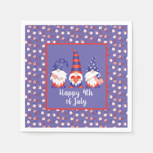 Serviette En Papier Joyeux 4 juillet Gnomes Rouge Blanc Bleu