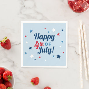 Serviette En Papier Joyeux 4 juillet rouge blanc et bleu patriotique