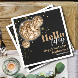 Serviette En Papier Joyeux 50e anniversaire des femmes Black and Gold