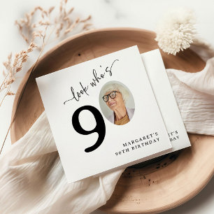 Serviette En Papier Joyeux 90 ans ! Photo moderne pour les 90 ans