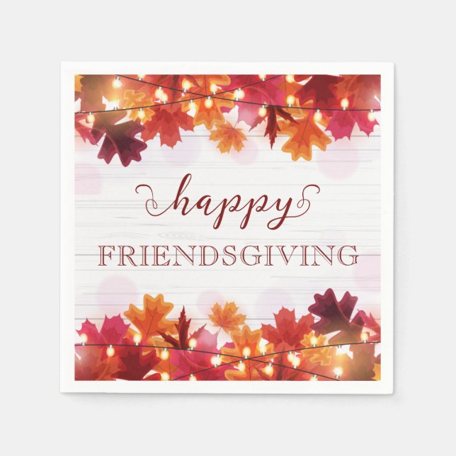 Serviette En Papier Joyeux Ami Soirée d'automne Fête de Dîner (Devant)