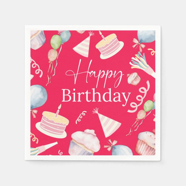 Serviette En Papier Joyeux anniversaire (Devant)