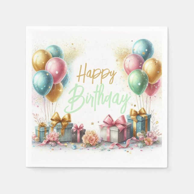 Serviette En Papier Joyeux anniversaire (Devant)