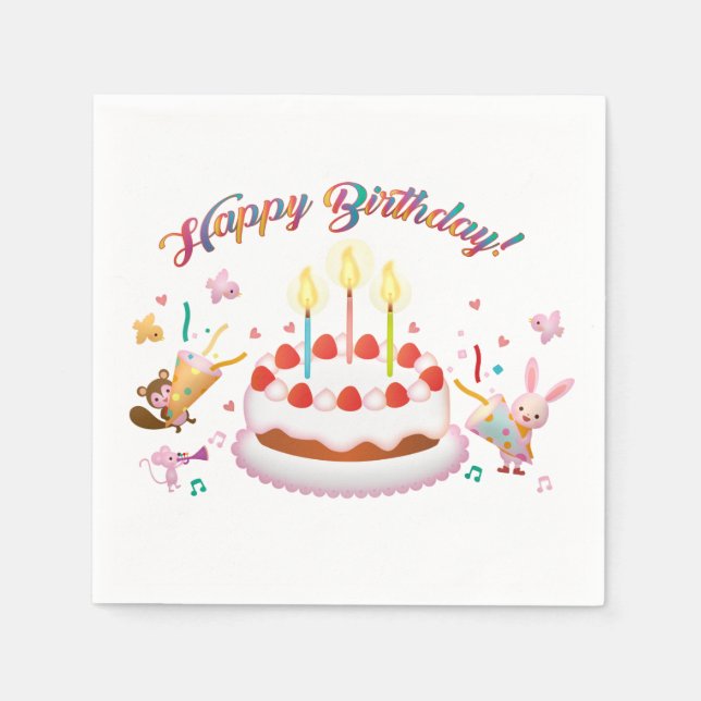 Serviette En Papier Joyeux anniversaire (Devant)