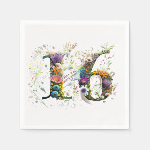 Serviette En Papier Joyeux Anniversaire 16 ans Fleurs Sauvages Texte