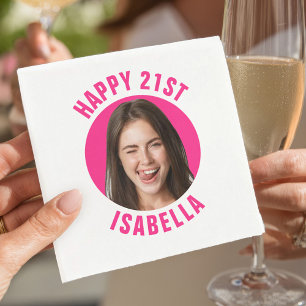 Serviette En Papier Joyeux Anniversaire 21 Ans sur mesure avec photo d