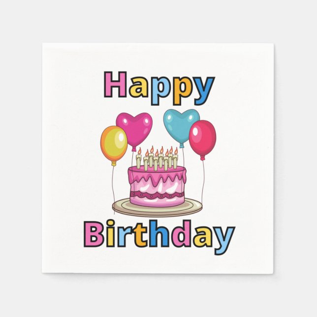 Serviette En Papier Joyeux Anniversaire 3 Ply Napkins (Devant)