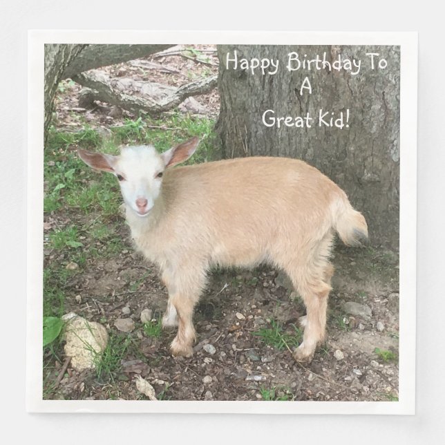 Serviette En Papier Joyeux anniversaire adorable chèvre bébé (Devant)