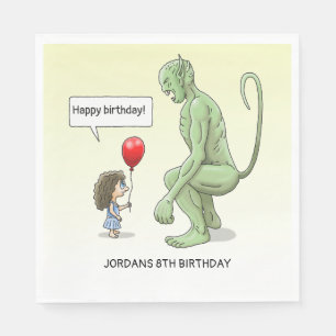 Serviette En Papier Joyeux Anniversaire au Troll Vert