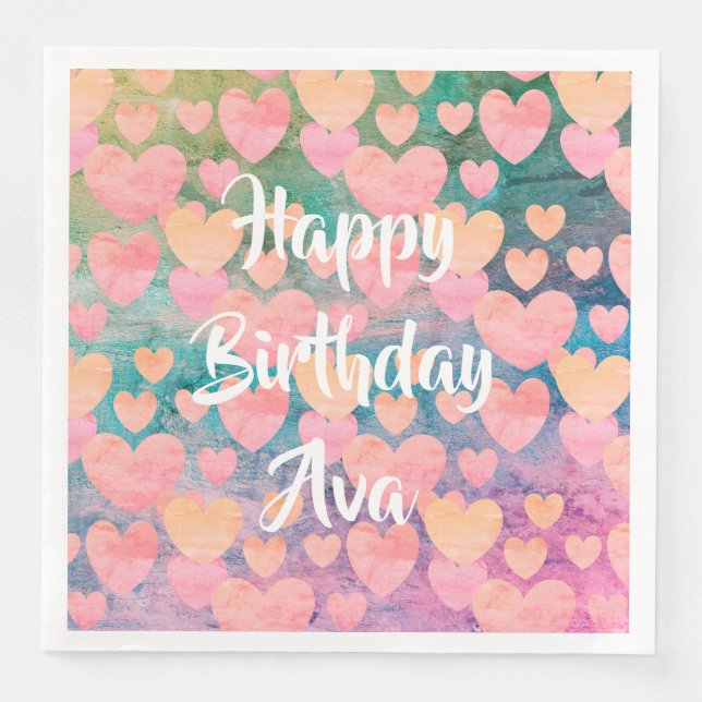 Serviette En Papier Joyeux anniversaire #Ava serviettes du parti par D (Devant)