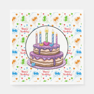 Serviette En Papier Joyeux Anniversaire Avec Cerise En Haut