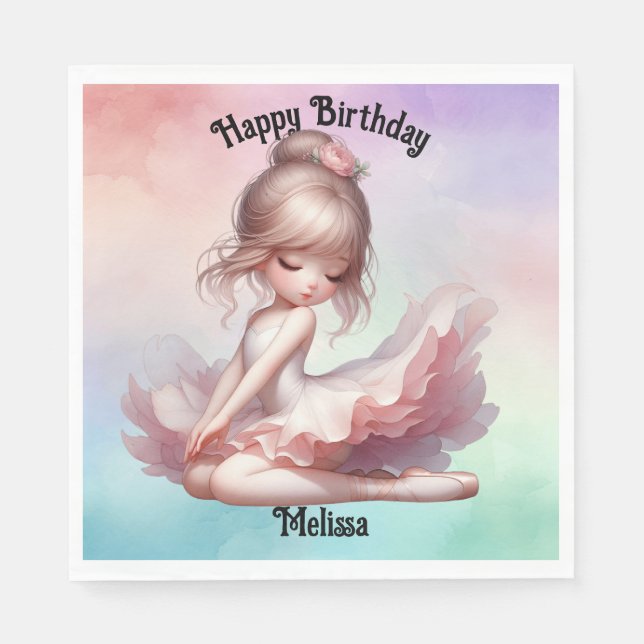 Serviette En Papier Joyeux anniversaire Ballerina (Devant)