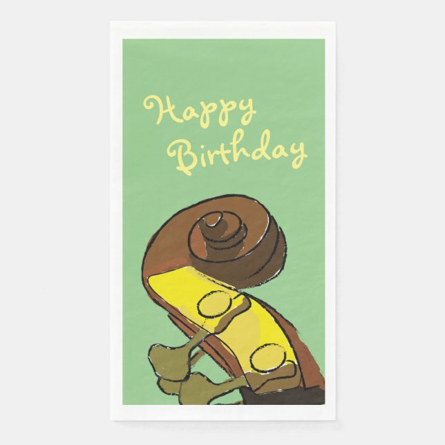 Serviette En Papier Joyeux Anniversaire Bass Instrumentalist Papier (Devant)