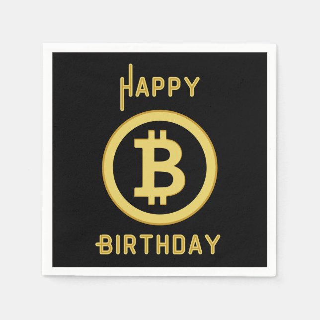 Serviette En Papier Joyeux Anniversaire Bitcoin Gold 3 Ply Napkins (Devant)