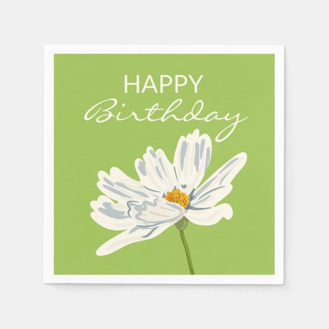 Serviette En Papier Joyeux anniversaire blanc été Fleur artistique (Devant)