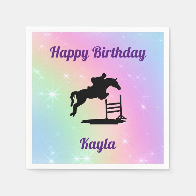Serviette En Papier Joyeux Anniversaire Chasseur Cheval Jumper Papier  (Devant)