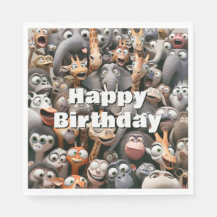 Serviette En Papier Joyeux Anniversaire Crazy Wildlife Group