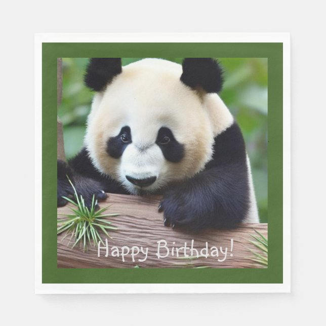 Serviette En Papier Joyeux Anniversaire Cute Panda Bear (Devant)